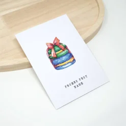Clearance Personalisierte Weihnachtskarte Makaron mit Umschlag | A6 Klappkarte mit Namen | Aquarell Weihnachtskarten