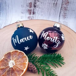 Discount Personalisierte Weihnachtskugel mit Namen aus Glas – viele Farben & verschiedene Schriftarten Baumschmuck Personalisierbar