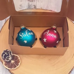 Discount Personalisierte Weihnachtskugel mit Namen aus Glas – viele Farben & verschiedene Schriftarten Baumschmuck Personalisierbar