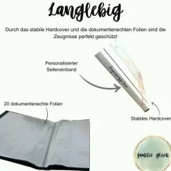 Sale Personalisierte Zeugnismappe mit Name, grün floral, Geschenk Einschulung, Schulkind, Zeugnisordner, Schulstart, Mappe Kinder Einschulung