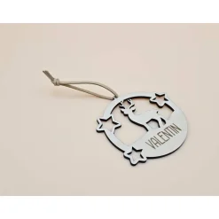 Hot Personalisierter Anhänger für Weihnachtsbaum und Geschenke Reh mit Sternen Holzanhänger Christbaum Tannenbaum mit Name Baumschmuck Personalisierbar