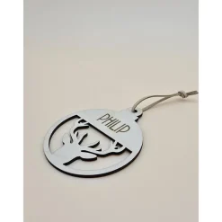 Personalisierter Anhänger für Weihnachtsbaum und Geschenk Reh Geweih Holzanhänger Christbaum Tannenbaum Weihnachtskugel Baumschmuck Personalisierbar