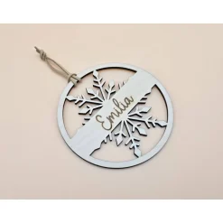 Baumschmuck Personalisierbar|ArtiksHolzWunder Personalisierter Anhänger für Weihnachtsbaum & Geschenk Schneeflocke Holzanhänger Weihnachtskugel Tannenbaum mit Name