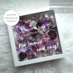 Discount Personalisierter Brautstrauß im weißen Bilderrahmen – Einzigartige Hochzeitserinnerung 27x27x6 cm Motiv 1-8 Hochzeitsalben