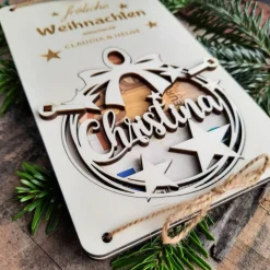Weihnachtsgeschenke|logo-cut Personalisierter Geschenkanhänger & Weihnachtsbaumschmuck aus Holz – Adventsdeko mit Gravur