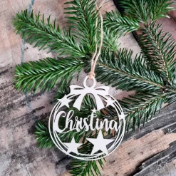 Weihnachtsgeschenke|logo-cut Personalisierter Geschenkanhänger & Weihnachtsbaumschmuck aus Holz – Adventsdeko mit Gravur