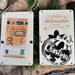Weihnachtsgeschenke|logo-cut Personalisierter Geschenkanhänger & Weihnachtsbaumschmuck aus Holz – Adventsdeko mit Gravur