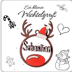 Best Personalisierter Holzanhänger Rentier mit Namen | Weihnachtsanhänger aus Holz | Christbaumschmuck & Geschenkanhänger Baumschmuck Personalisierbar