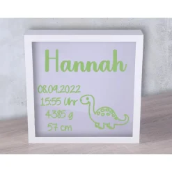 Geschenke|Marinas Kreativwerkstatt Personalisierter Leuchtrahmen MIT TIMER Geschenk zur Geburt, Taufe, Babygeschenk für Mädchen oder Junge, Bilderahmen