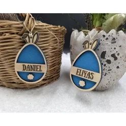 Online Personalisierter Osteranhänger aus Holz & Filz | Hase in Eierform | Geschenk-Tag, Osterdeko, Frühlingsdeko Ostergeschenke