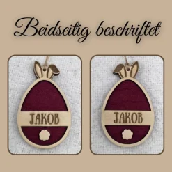 Online Personalisierter Osteranhänger aus Holz & Filz | Hase in Eierform | Geschenk-Tag, Osterdeko, Frühlingsdeko Ostergeschenke
