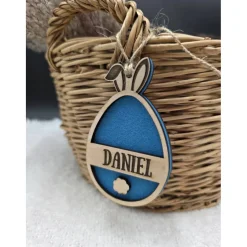 Online Personalisierter Osteranhänger aus Holz & Filz | Hase in Eierform | Geschenk-Tag, Osterdeko, Frühlingsdeko Ostergeschenke