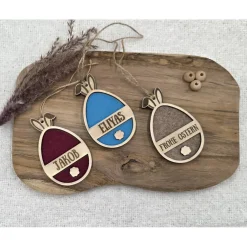 Online Personalisierter Osteranhänger aus Holz & Filz | Hase in Eierform | Geschenk-Tag, Osterdeko, Frühlingsdeko Ostergeschenke