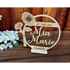 Tortendekoration|Leila - mit Liebe gemacht Personalisierter Tortenaufsteller für Taufe | Kommunion | Hochzeit | Geburtstag
