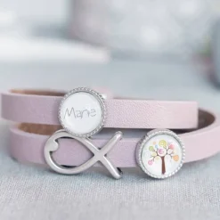 Hot personalisiertes Armband, Kommunion, Firmung, Konfirmation, Geburtstag, Einschulung, Lederarmband mit Wunschnamen ichthys, Geschenk für Mädchen, Weihnachtsgeschenk Schmuck