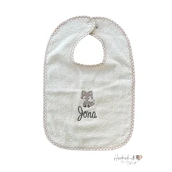 Geschenke|Handmadelovebytanja personalisiertes besticktes Babyset,  Kapuzenhandtuch und großes Lätzchen mit süßem Fuchs und Namen, Geschenkidee Geburt