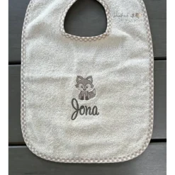 Geschenke|Handmadelovebytanja personalisiertes besticktes Babyset,  Kapuzenhandtuch und großes Lätzchen mit süßem Fuchs und Namen, Geschenkidee Geburt