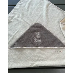 Geschenke|Handmadelovebytanja personalisiertes besticktes Babyset,  Kapuzenhandtuch und großes Lätzchen mit süßem Fuchs und Namen, Geschenkidee Geburt