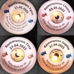 Best Personalisiertes Gastgeschenk zur Kommunion & Konfirmation – Teelicht mit Botschaft, Glashalter & Geschenkbox Gastgeschenke