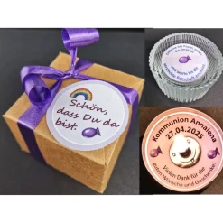 Best Personalisiertes Gastgeschenk zur Kommunion & Konfirmation – Teelicht mit Botschaft, Glashalter & Geschenkbox Gastgeschenke