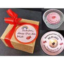 Best Personalisiertes Gastgeschenk zur Kommunion & Konfirmation – Teelicht mit Botschaft, Glashalter & Geschenkbox Gastgeschenke
