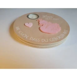 Clearance Personalisiertes Geburtstagslicht aus Holz – Einzigartiges Geschenk zur Geburt, Taufe oder Geburtstag Dekoration