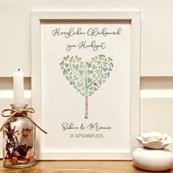 Personalisiertes Geldgeschenk zur Hochzeit im Bilderrahmen – Individuelles Hochzeitsgeschenk mit Namen & Datum Geldgeschenke