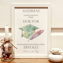 Geschenke|Fancy CraftHacks Personalisiertes Geldgeschenk zum Doktortitel – Bilderrahmen als Geschenk zum Staatsexamen & Abschluss