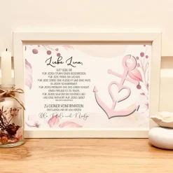 Clearance Personalisiertes Geldgeschenk zur Konfirmation im Bilderrahmen – Geschenk für Mädchen mit Anker-Motiv Geldgeschenke