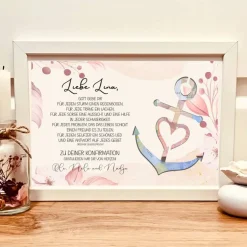 Clearance Personalisiertes Geldgeschenk zur Konfirmation im Bilderrahmen – Geschenk für Mädchen mit Anker-Motiv Geldgeschenke