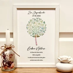 Geldgeschenke|Fancy CraftHacks Personalisiertes Geldgeschenk zur Jugendweihe – Lebensbaum im Bilderrahmen | Geschenkidee mit Wunschname