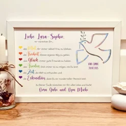 Geldgeschenke|Fancy CraftHacks Personalisiertes Geldgeschenk zur Taufe – Bilderrahmen mit Herzenswünschen für Mädchen und Jungen