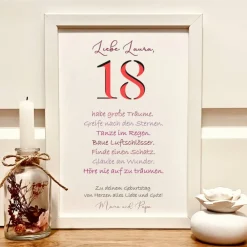 Online Personalisiertes Geldgeschenk 18. Geburtstag Mädchen – Einzigartiger Bilderrahmen mit Namen Geldgeschenke