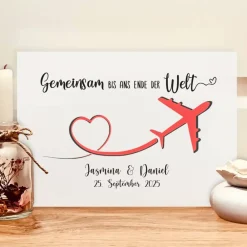 Online Personalisiertes Geldgeschenk zur Hochzeit – Hochzeitsgeschenk „Gemeinsam bis ans Ende der Welt“ im Bilderrahmen Geldgeschenke