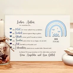 Personalisiertes Geldgeschenk zur Firmung für Jungen – Kreativer Bilderrahmen mit Regenbogen & Wunschtext Geldgeschenke