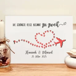 Best Personalisiertes Geldgeschenk zur Hochzeit – Hochzeitsgeschenk „Die schönste Reise beginnt zu zweit“ im Bilderrahmen Geldgeschenke