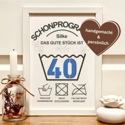 Online Personalisiertes Geldgeschenk 40. Geburtstag mit Humor – Pflegehinweise Bilderrahmen für Frauen Geldgeschenke