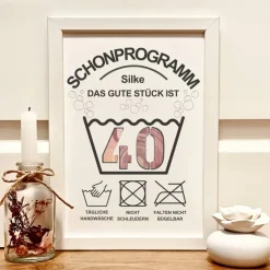 Online Personalisiertes Geldgeschenk 40. Geburtstag mit Humor – Pflegehinweise Bilderrahmen für Frauen Geldgeschenke