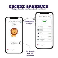 Geldgeschenke|QrCode-Galerie Personalisiertes Geldgeschenk | Virtuelles Sparbuch | QrCode Geschenkkarte | Löwe