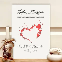 Personalisiertes Geldgeschenk Hochzeit – Geld im Bilderrahmen mit Namen & Herzen Geldgeschenke