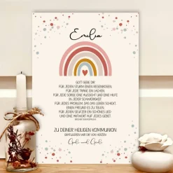 Best Personalisiertes Geschenkbild zur Erstkommunion für Mädchen – Einzigartiges Kommunionsgeschenk mit Namen & Regenbogen Geschenke