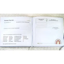 Discount personalisiertes Gästebuch zur Taufe Regenbogen, Herzen, Sonne & Mond blanko o. mit Fragen / Fragebogen Beere Fotoalbum & Gästebuch