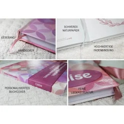 Clearance personalisiertes Gästebuch zur Kommunion mit mit Kreisen und Fischen in Fuchsia Beere Pink Gästefragen Fragebogen Fragen Geschenke