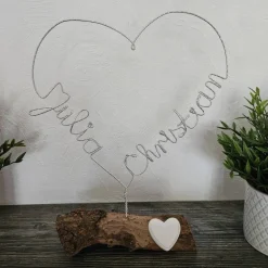 Sale Personalisiertes Herz zur Hochzeit als Dekoration oder Geschenk aus Diamant-Glitzerdraht Hochzeitsgeschenke