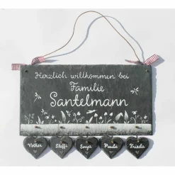 Personalisiertes Hochzeitsgeschenk: Türschild aus Schiefer mit Namen & Herzanhänger Hochzeitsgeschenke