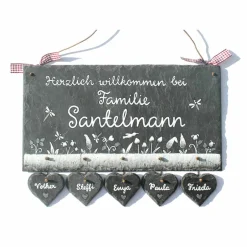 Personalisiertes Hochzeitsgeschenk: Türschild aus Schiefer mit Namen & Herzanhänger Hochzeitsgeschenke