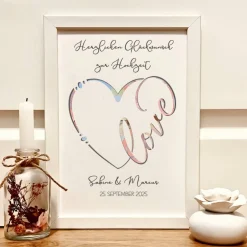 Sale Personalisiertes Hochzeitsgeschenk – Geldgeschenk im Rahmen mit Namen & Datum – Kreatives Geschenk für Brautpaare Geldgeschenke