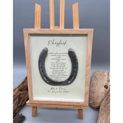 Outlet Personalisiertes Hochzeitsgeschenk mit echtem Hufeisen – Unikates Wandbild als Glücksbringer zur Hochzeit Hochzeitsgeschenke
