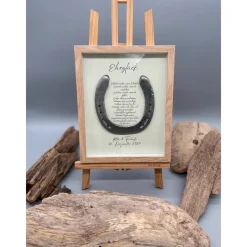 Outlet Personalisiertes Hochzeitsgeschenk mit echtem Hufeisen – Unikates Wandbild als Glücksbringer zur Hochzeit Hochzeitsgeschenke