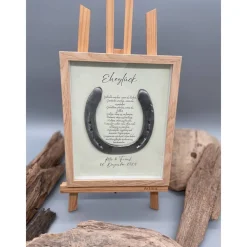 Outlet Personalisiertes Hochzeitsgeschenk mit echtem Hufeisen – Unikates Wandbild als Glücksbringer zur Hochzeit Hochzeitsgeschenke